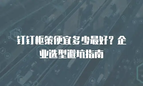 钉钉枢策便宜多少最好？企业选型避坑指南