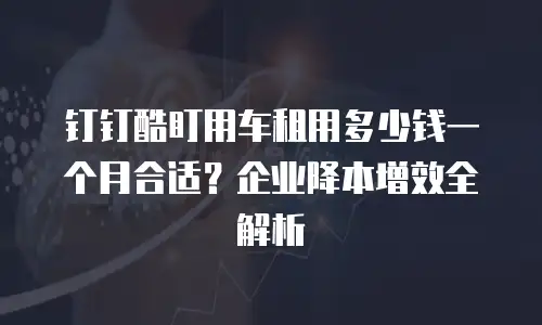 钉钉酷盯用车租用多少钱一个月合适？企业降本增效全解析