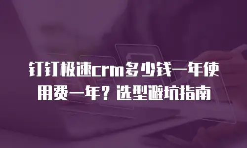钉钉极速crm多少钱一年使用费一年？选型避坑指南