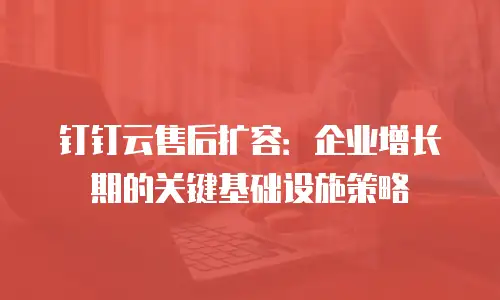 钉钉云售后扩容：企业增长期的关键基础设施策略