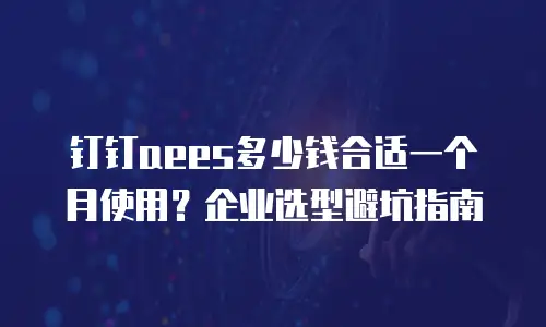 钉钉aees多少钱合适一个月使用？企业选型避坑指南