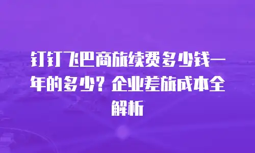 钉钉飞巴商旅续费多少钱一年的多少？企业差旅成本全解析