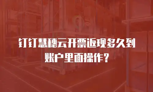 钉钉慧穗云开票返现多久到账户里面操作？