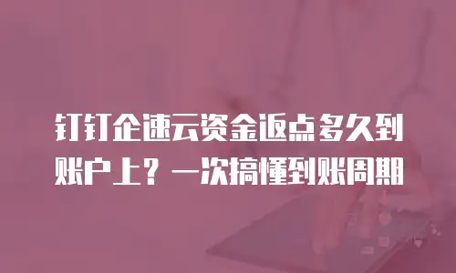 钉钉企速云资金返点多久到账户上？一次搞懂到账周期