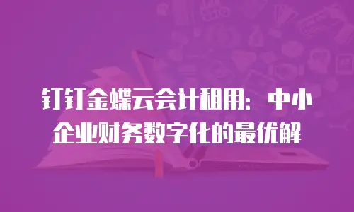 钉钉金蝶云会计租用：中小企业财务数字化的最优解