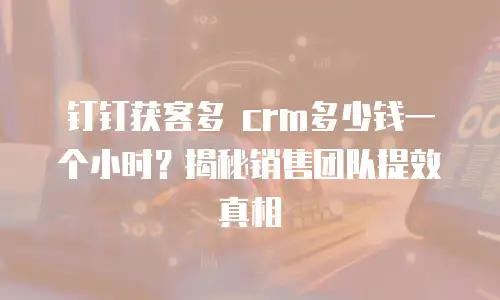 钉钉获客多 crm多少钱一个小时？揭秘销售团队提效真相