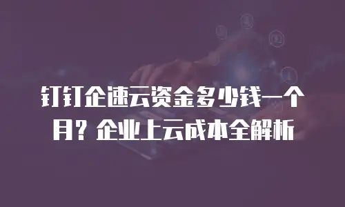 钉钉企速云资金多少钱一个月？企业上云成本全解析