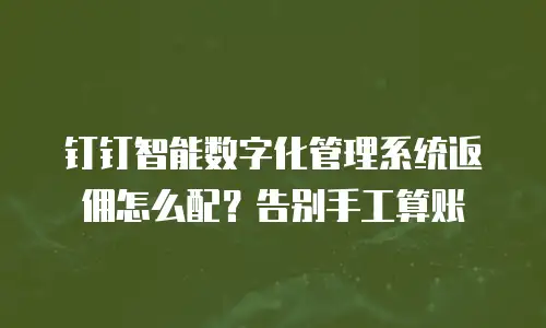 钉钉智能数字化管理系统返佣怎么配？告别手工算账