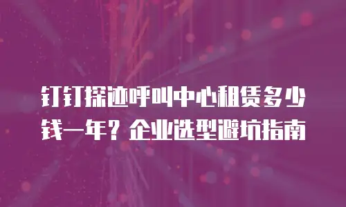 钉钉探迹呼叫中心租赁多少钱一年？企业选型避坑指南