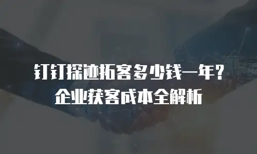 钉钉探迹拓客多少钱一年？企业获客成本全解析