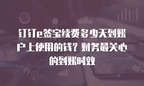 钉钉e签宝续费多少天到账户上使用的钱？财务最关心的到账时效