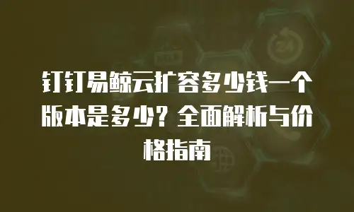 钉钉易鲸云扩容多少钱一个版本是多少？全面解析与价格指南