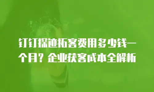 钉钉探迹拓客费用多少钱一个月？企业获客成本全解析