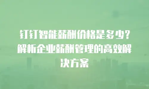 钉钉智能薪酬价格是多少？解析企业薪酬管理的高效解决方案