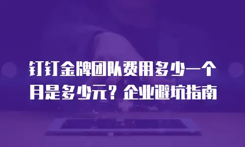 钉钉金牌团队费用多少一个月是多少元？企业避坑指南