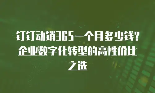 钉钉动销365一个月多少钱？企业数字化转型的高性价比之选