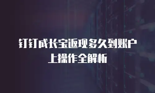 钉钉成长宝返现多久到账户上操作全解析