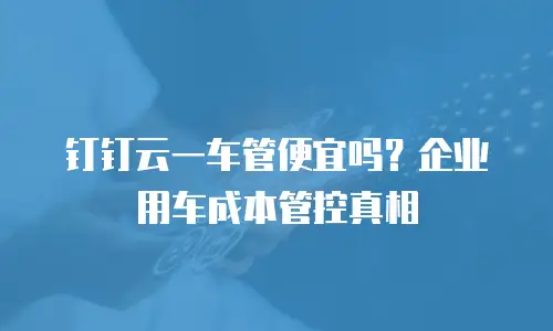 钉钉云一车管便宜吗？企业用车成本管控真相