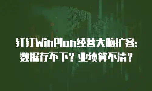 钉钉WinPlan经营大脑扩容：数据存不下？业绩算不清？