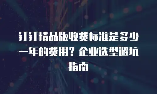 钉钉精品版收费标准是多少一年的费用？企业选型避坑指南