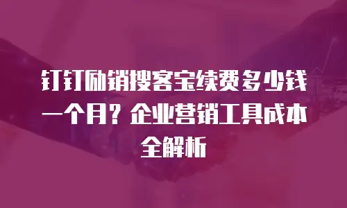 钉钉励销搜客宝续费多少钱一个月？企业营销工具成本全解析