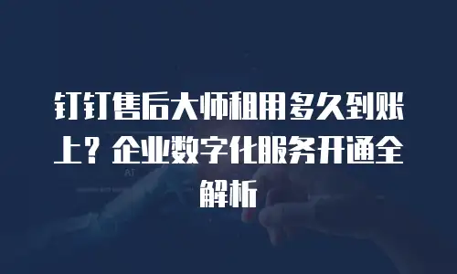 钉钉售后大师租用多久到账上？企业数字化服务开通全解析