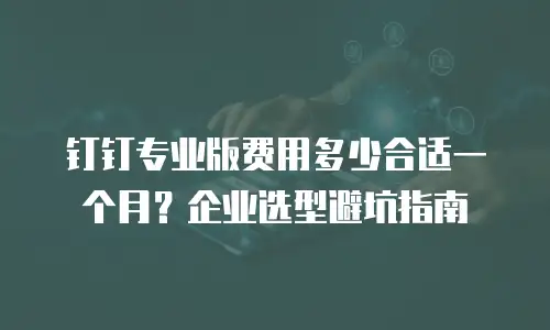 钉钉专业版费用多少合适一个月？企业选型避坑指南