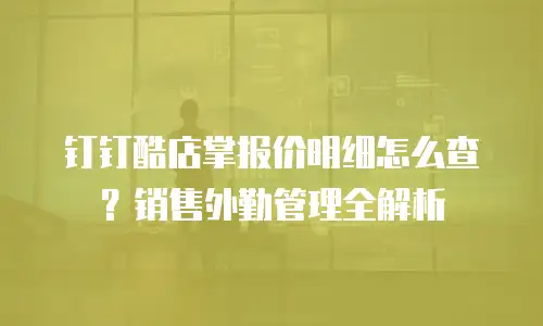 钉钉酷店掌报价明细怎么查？销售外勤管理全解析