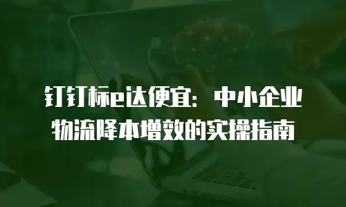 钉钉标e达便宜：中小企业物流降本增效的实操指南