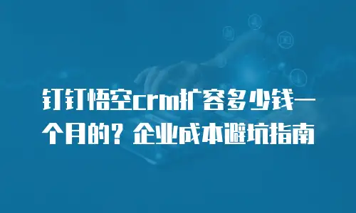 钉钉悟空crm扩容多少钱一个月的？企业成本避坑指南