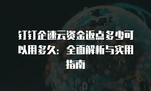 钉钉企速云资金返点多少可以用多久：全面解析与实用指南