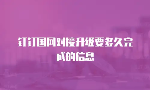 钉钉国网对接升级要多久完成的信息
