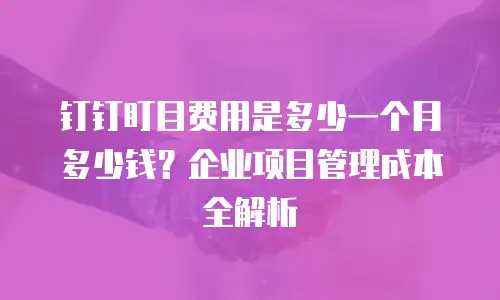 钉钉盯目费用是多少一个月多少钱？企业项目管理成本全解析