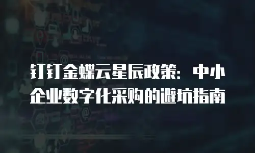 钉钉金蝶云星辰政策：中小企业数字化采购的避坑指南