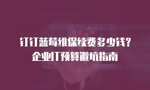 钉钉蓝莓维保续费多少钱？企业IT预算避坑指南