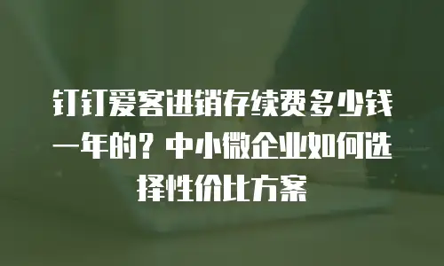 钉钉爱客进销存续费多少钱一年的？中小微企业如何选择性价比方案