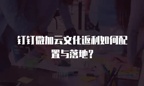 钉钉微加云文化返利如何配置与落地？
