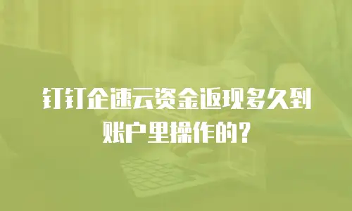 钉钉企速云资金返现多久到账户里操作的？