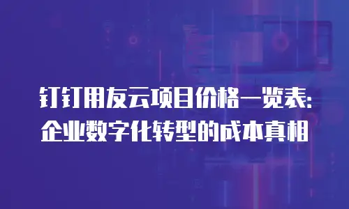 钉钉用友云项目价格一览表：企业数字化转型的成本真相