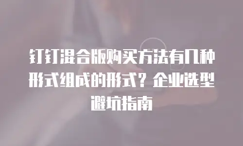 钉钉混合版购买方法有几种形式组成的形式？企业选型避坑指南