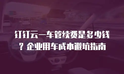 钉钉云一车管续费是多少钱？企业用车成本避坑指南