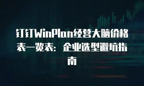 钉钉WinPlan经营大脑价格表一览表：企业选型避坑指南