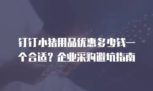 钉钉小猪用品优惠多少钱一个合适？企业采购避坑指南