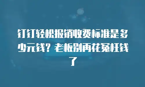 钉钉轻松报销收费标准是多少元钱？老板别再花冤枉钱了