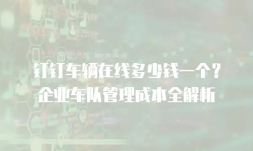 钉钉车辆在线多少钱一个？企业车队管理成本全解析