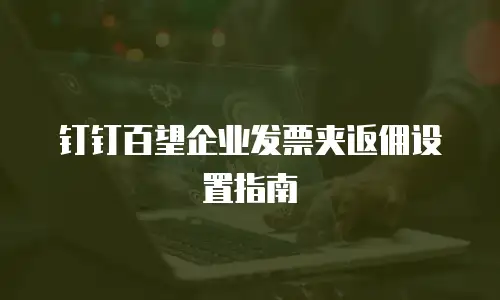 钉钉百望企业发票夹返佣设置指南