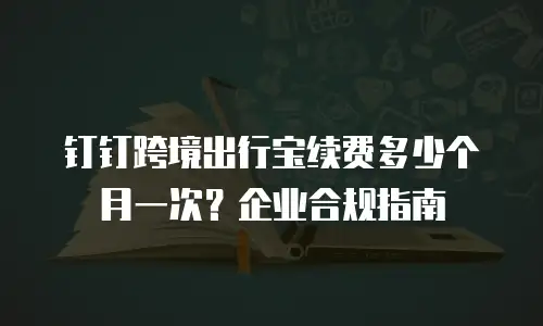 钉钉跨境出行宝续费多少个月一次？企业合规指南