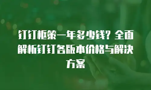 钉钉枢策一年多少钱？全面解析钉钉各版本价格与解决方案