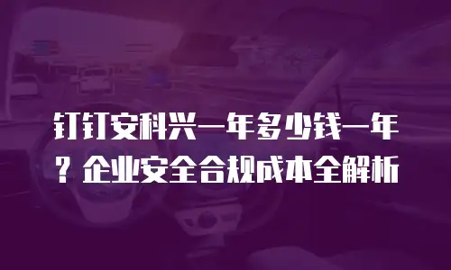 钉钉安科兴一年多少钱一年？企业安全合规成本全解析