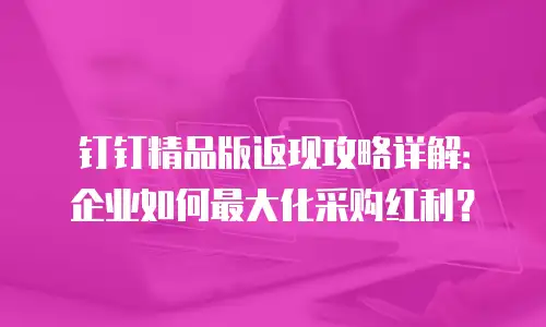 钉钉精品版返现攻略详解：企业如何最大化采购红利？